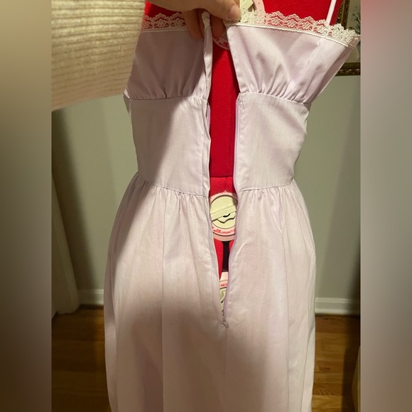 Gunne Sax 1970s Vintage Lavender Fit & Flare Sundress With Lace - Picture 4 of 10